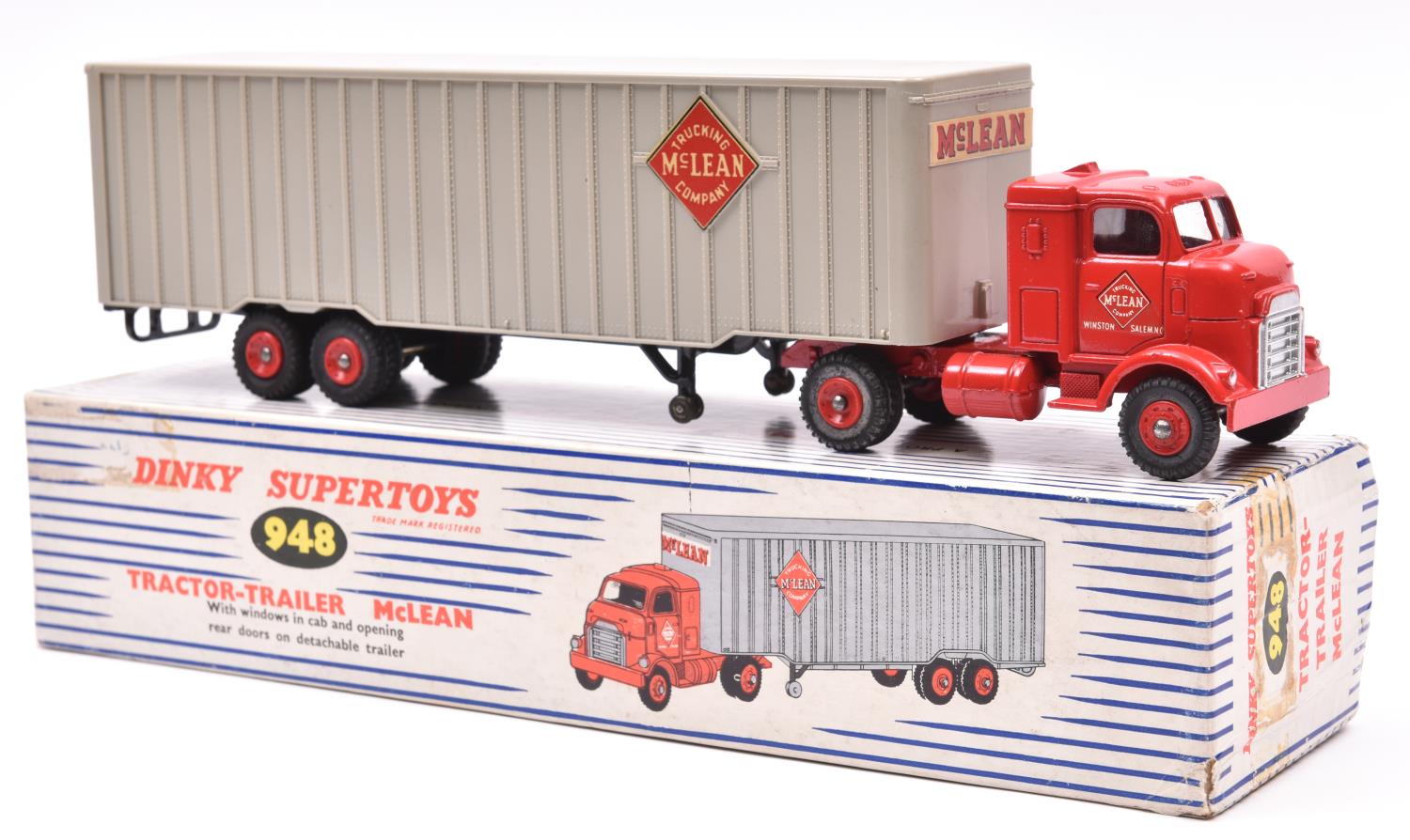 Dinky Supertoys Tractor-Trailer McLean (948). In red and grey 'McLean Trucking Company' livery, with