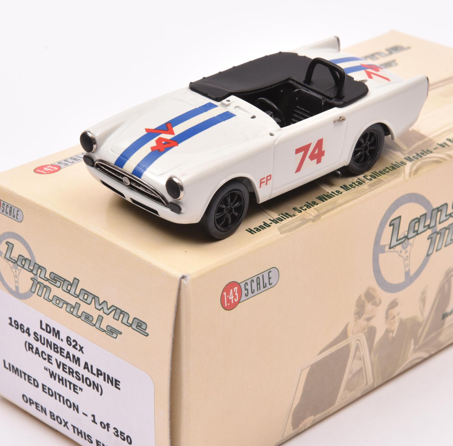 Lansdowne Models LDM.62x 1964 Sunbeam Alpine (race version) in white.Limited Edition 1of 350. Boxed.