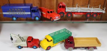 6 well restored Commercial Dinky Toys. Foden FG Chain Wagon. Red cab, chassis and wheels, with light