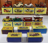 13x Matchbox Models of Yesteryear. 1911 Model T Ford (Y-1). 1911 Renault (Y-2). London Tramcar (Y-