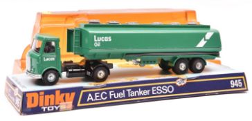 Dinky Toys A.E.C. Fuel Tanker (945). A harder to find promotional example in green Lucas Oil livery.