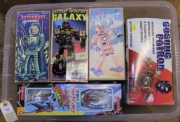 23 various Robots by various makers. Plastic and tinplate battery/friction powered examples