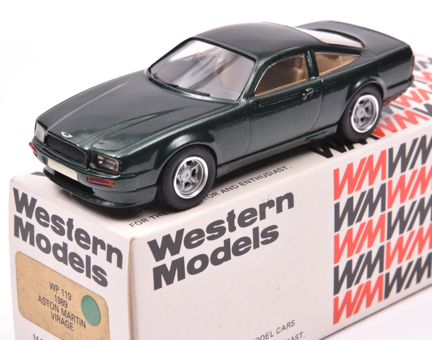 Western Models WP119 1989 Aston Martin Virage. Example in metallic dark green with tan interior.