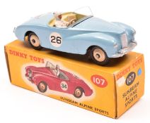 Dinky Toys Sunbeam Alpine Sports (107). An example in light blue with cream interior, RN28, cream