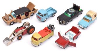 7 Corgi Toys. Lincoln Continental Limousine, example in metallic gold with black roof and red