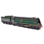 An O gauge coarse scale Southern Railway West Country Class 4-6-2 tender locomotive for 3-rail