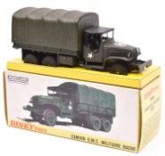 French Dinky Toys Camion G.M.C. Militaire Bache (809). In U.S. Army olive green with plastic tilt,