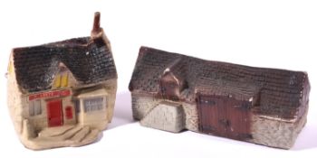 2 Spot-On 'Cotswold Village' series buildings, 'P. Leete Post Office' and a 'Barn'. GC for age and