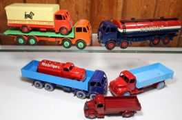 7 well restored Commercial Dinky Toys. Foden FG Tanker, Regent red, blue and white livery. Foden