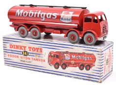 Dinky Supertoys Foden 14-Ton Tanker Mobilgas (941). In red livery, red wheels and grey tyres. Boxed,