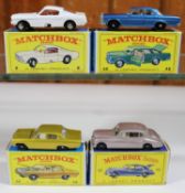 4 Matchbox Series. Ford Mustang No.8 in white with red interior, chrome wheels with black plastic