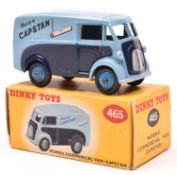 Dinky Toys Morris J Van 'Capstan' (465) in light and dark blue livery, with mid blue wheels and