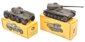 2 French Dinky Toys. E.B.R. Panhard 8 wheeled armoured car (80A). Together with a Char A.M.X. 13