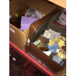 Two boxes of dolls house furniture