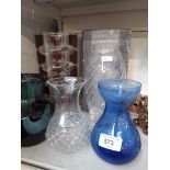 6 vases including one Dartington crystal