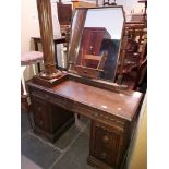 A Priory style dressing table and wardrobe.