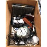 A small box of mixed items inc. mobile phones, watches and other items.