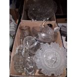 Two boxes of glassware