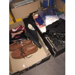2 boxes of clothing, scarves and shoes