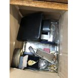 A box of costume jewellery etc