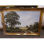 20th century school, landscape, oil on canvas, 75cm x 50cm, indistinctly signed, framed.