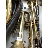 Four brass horn instruments