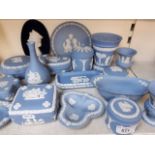 A collection of Wedgwood blue Jasperware - approx 18 pieces
