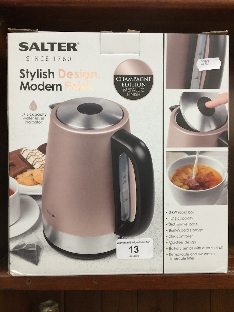 A Salter Champagne Edition 1.7L kettle - boxed, unused.