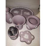6 pieces lilac Wedgwood Jasperware and one piece cream colour