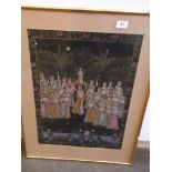 An Indian painting on silk, circa 1980, 40cm x 53cm, framed and glazed.