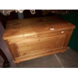 A pine chest.