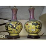 A pair of Chinese Famille Rose ceramic table lamps