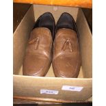 Pair mens brown leather Red Herring moccasins size 9