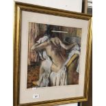 After Edgar Degas, nude study, modern print, framed and glazed.