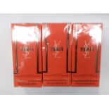 Three 30ml bottles of Yves Saint Laurent Paris perfume all sealed.