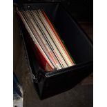 A case of LPs and a box of old vinyl