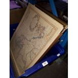 A box of pictures including a reproduction map, limited edition prints signed in pencil etc.