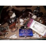 A box of ornaments and figurines - mainly horses and dogs