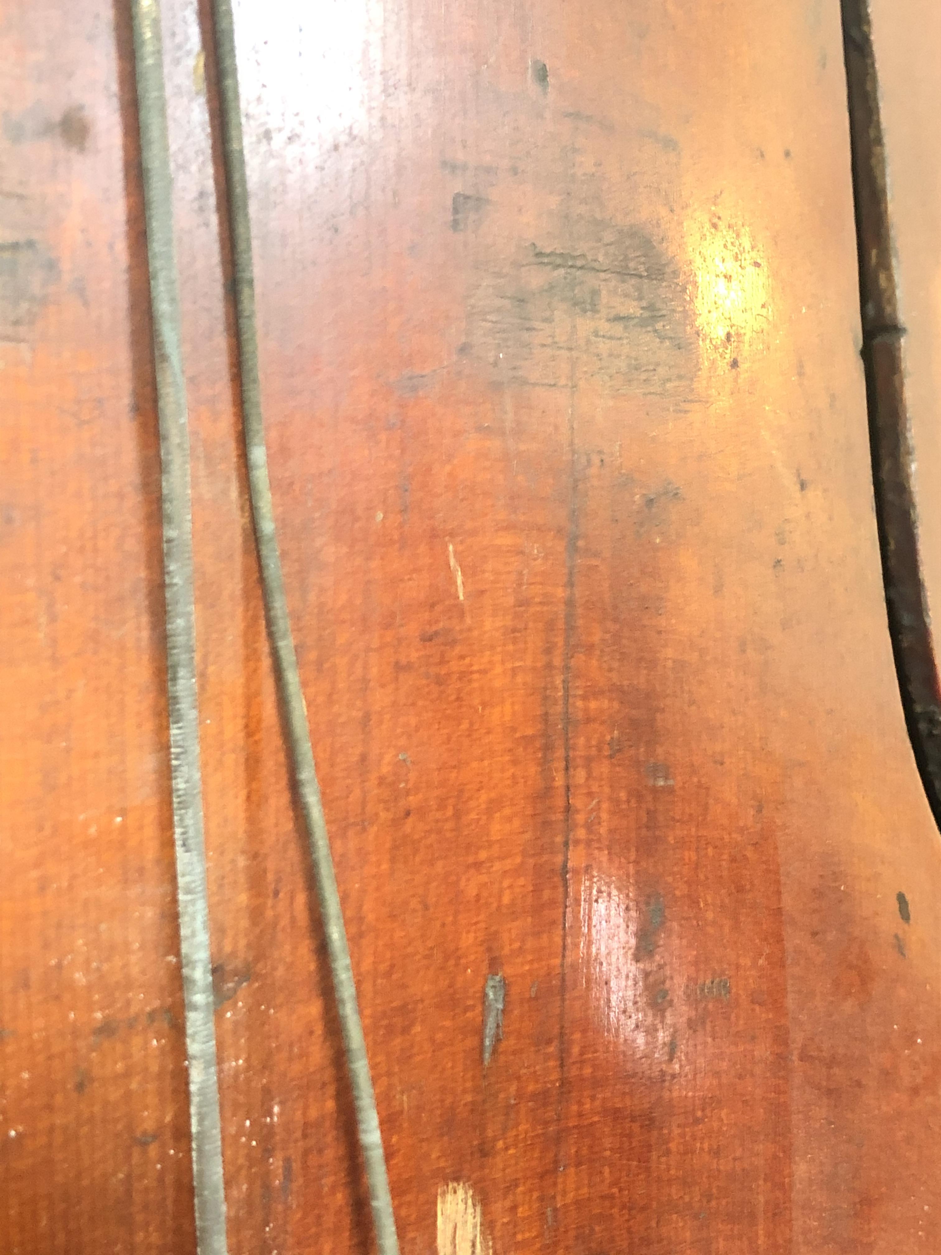 An antique cello, two piece flame maple back and sides, spruce top, length of back 79cm. Condition - - Image 14 of 29