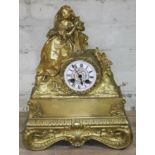 A French late 19th century ormolu figural mantle clock, height 39cm.