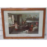 A Wills tobacco advertisement print depicting a famiy interior circa 1900, entitled "It's all