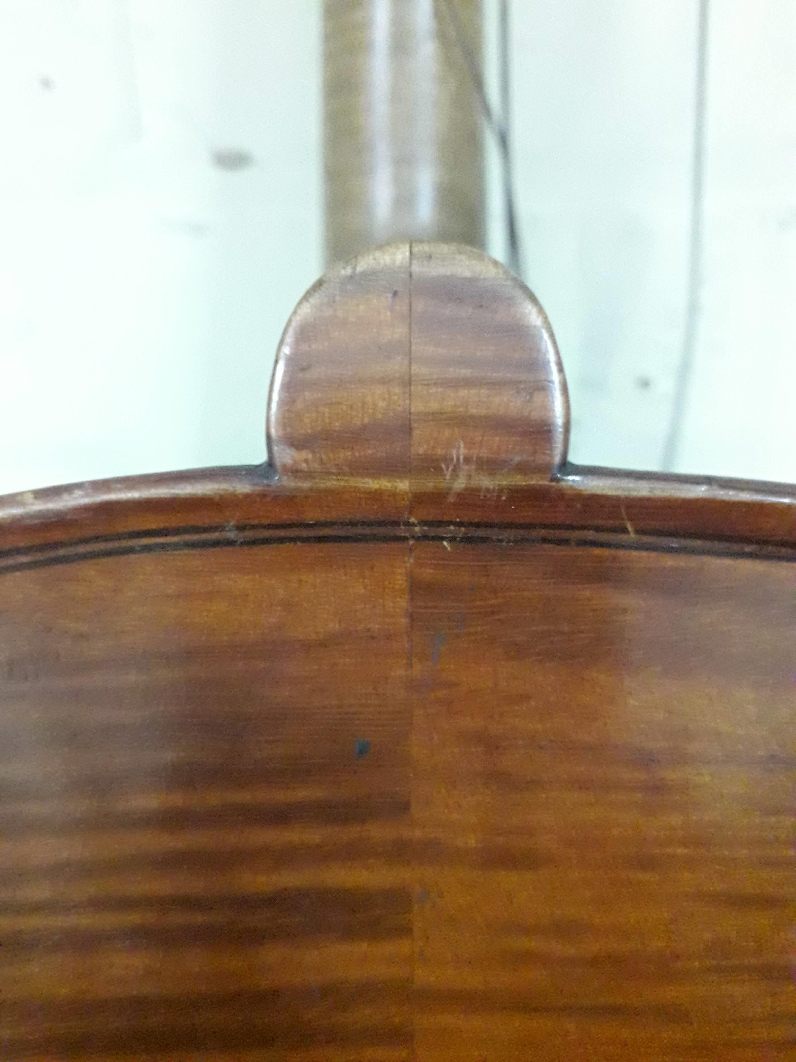 An antique cello, two piece flame maple back and sides, spruce top, length of back 79cm. Condition - - Image 25 of 29