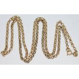 A 9ct gold chain, length 66cm, marked '375', wt. 12.40g.