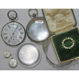 A mixed lot comprising a pocket watch and a silver pocket watch case, two ladies watch movements,