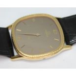 A 1982 gold plated Omega De Ville 191 0169 quartz wristwatch with signed golden brown dial, Arabic