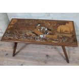 An inlaid Indian rosewood coffee table, length 92cm, depth 44cm & height 37cm.