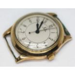 A 1934 gold plated Omega wristwatch, with signed silver dial having Arabic numerals and hands in