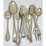 A mixed lot of hallmarked silver spoons and forks, various dates and makers, Georgian and later, wt.