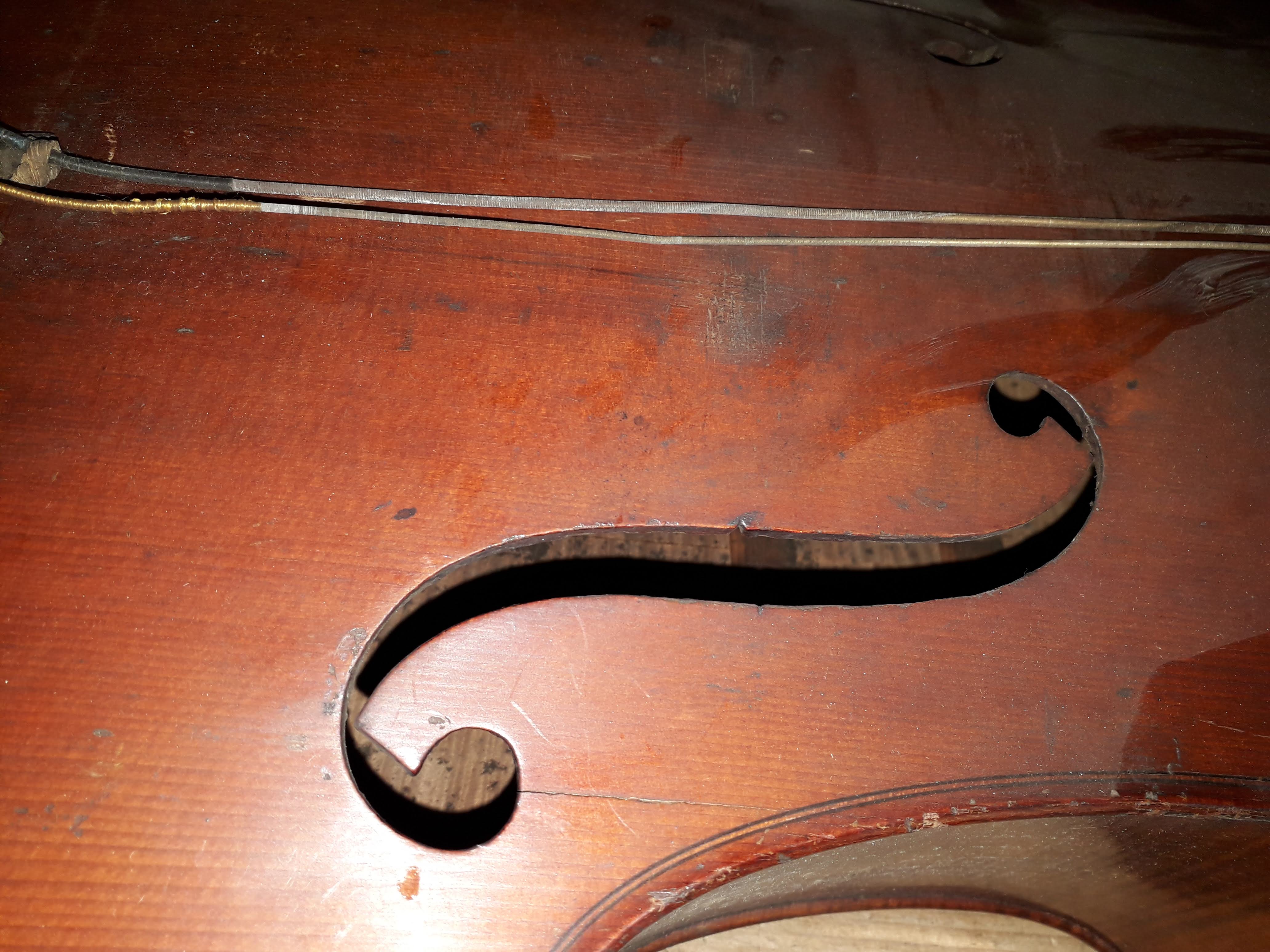 An antique cello, two piece flame maple back and sides, spruce top, length of back 79cm. Condition - - Image 16 of 29