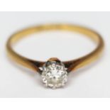 A diamond solitaire ring, the eight claw set and round brilliant cut diamond approx. 0.32 carats,